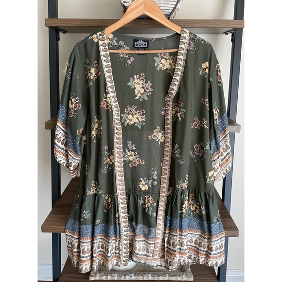Angie Other - SOLD Angie Floral Open-front Kimono Cardigan, Size Large